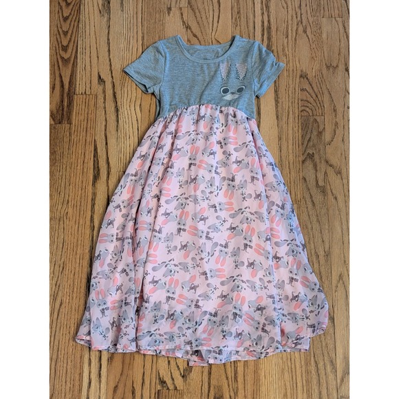 Disney Other - Disney Zootopia Judy Hopps, Bunny, Long Dress Girls Size XS (4-5) Gray & Pink